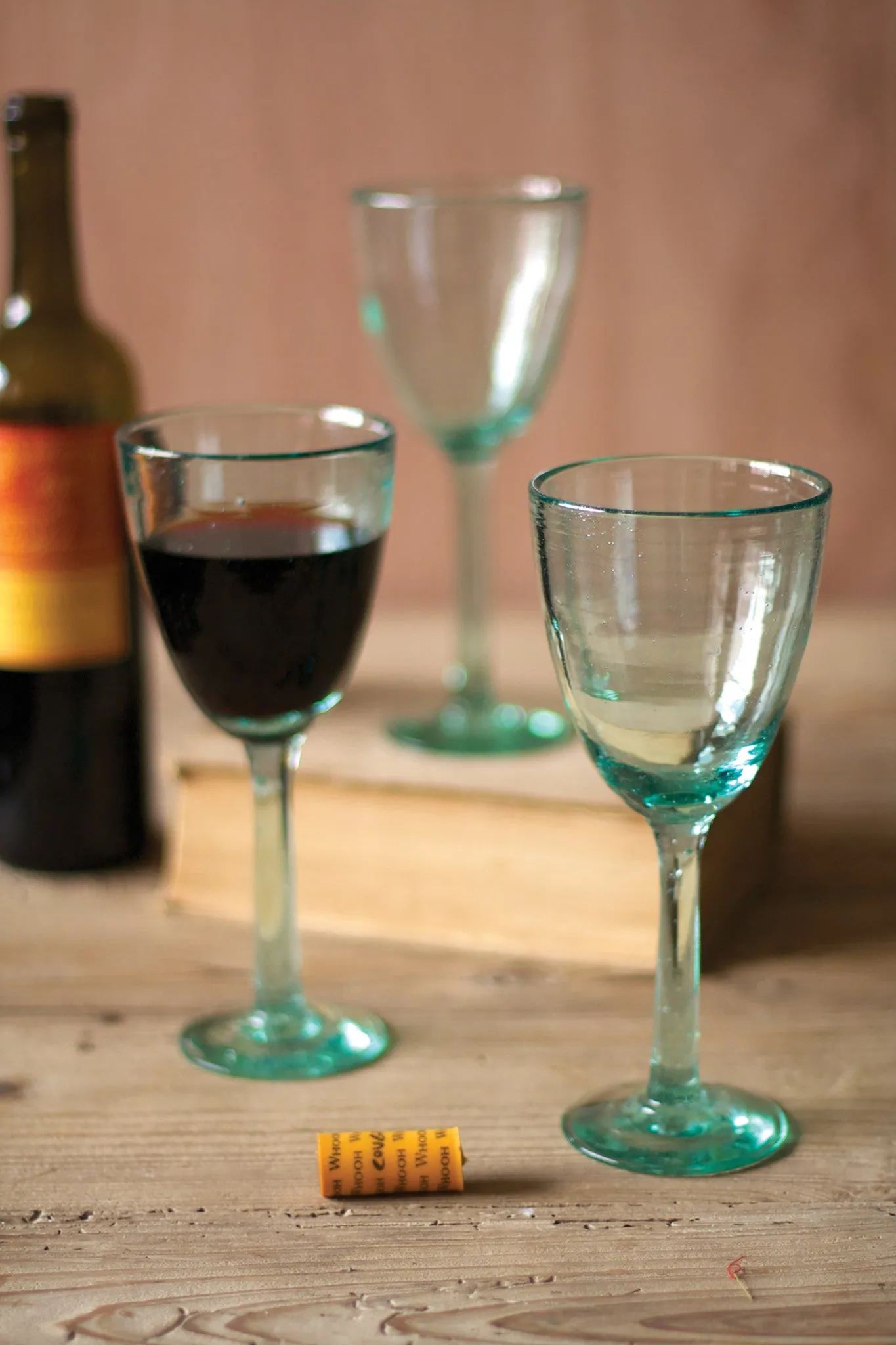 Set of Six Recycled Glass Wine Glasses