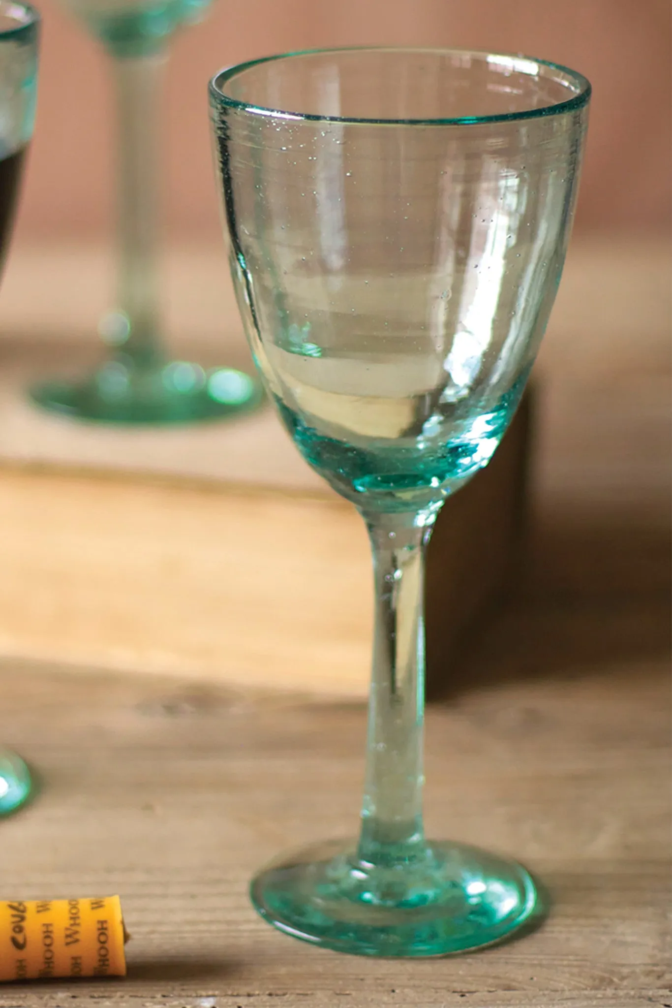 Set of Six Recycled Glass Wine Glasses