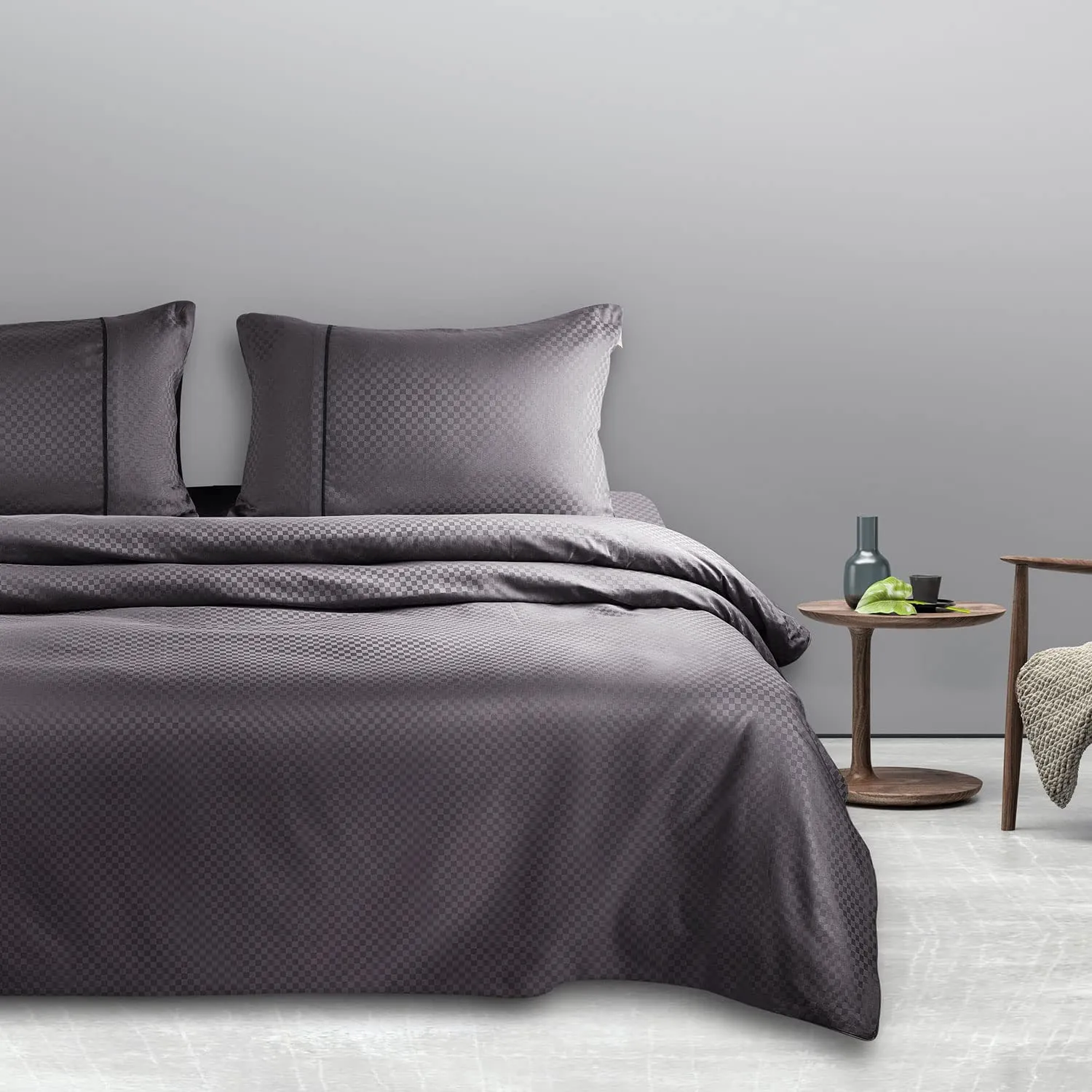 Spread Spain Oxford Cotton 400 Thread Count Soft Comfort Morden Design Bedsheets for Double Bed Fitted Bedsheet with 2 Pillow Covers Fudge (72" x 78"   12" Inch)