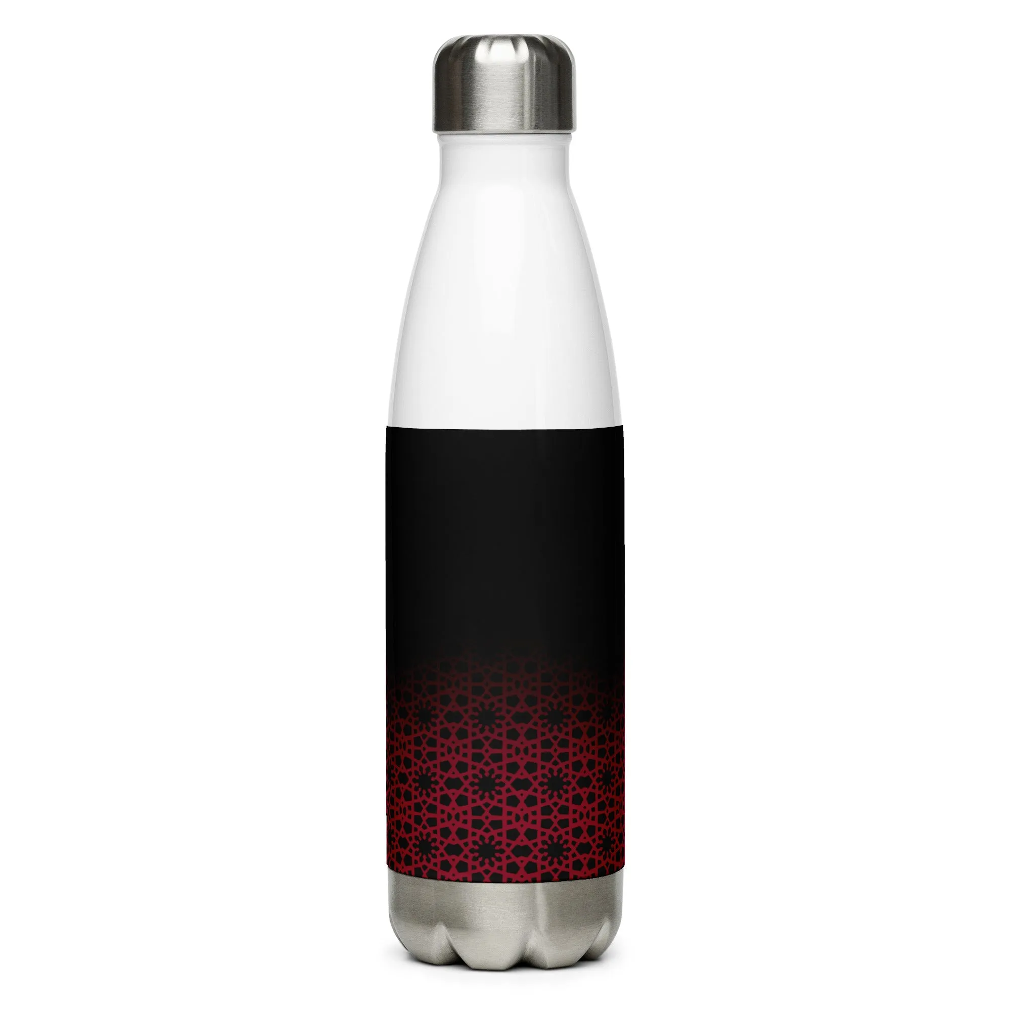 Stainless Steel Water Bottle - Geometric Ombre in Black and Red