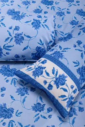 Suhana Floral Summer Blue Cotton  Bedsheet