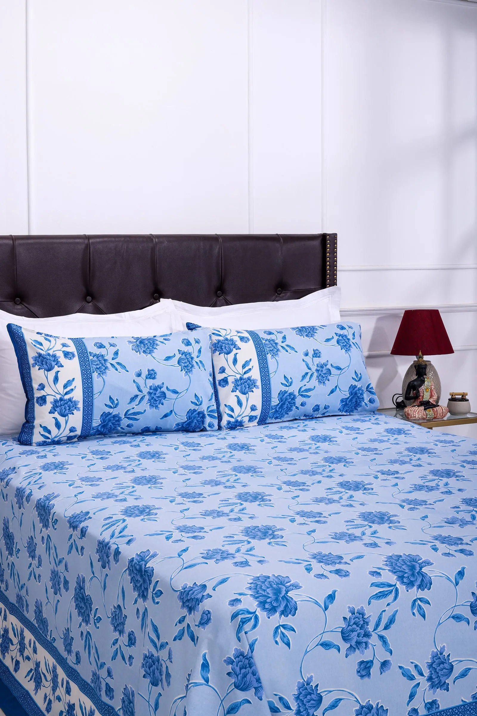 Suhana Floral Summer Blue Cotton  Bedsheet