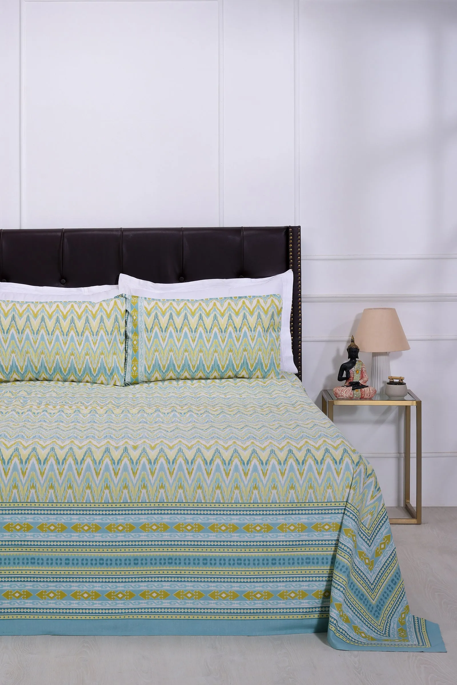 Suhana Ikkat Medley Green Cotton  Bedsheet