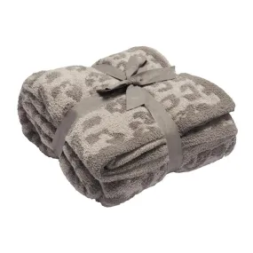 Super Soft Leopard Print Throw Blanket - Khaki