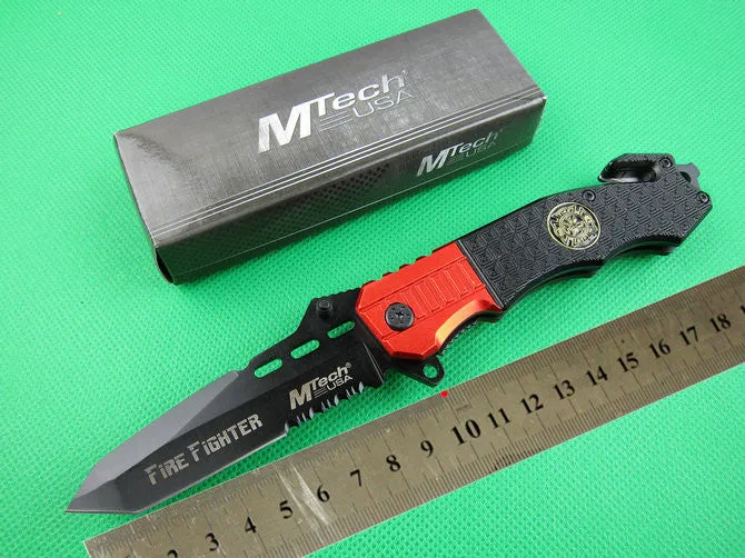 Survival Pocket Folding Knife Aluminiu Handle RED and Black Collection Knives