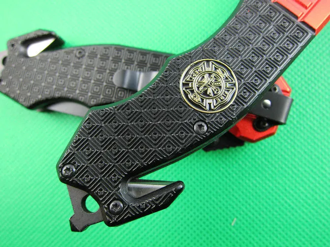 Survival Pocket Folding Knife Aluminiu Handle RED and Black Collection Knives