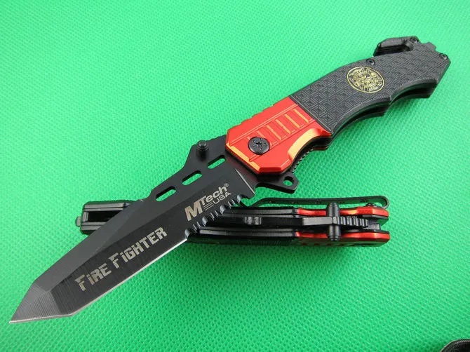 Survival Pocket Folding Knife Aluminiu Handle RED and Black Collection Knives