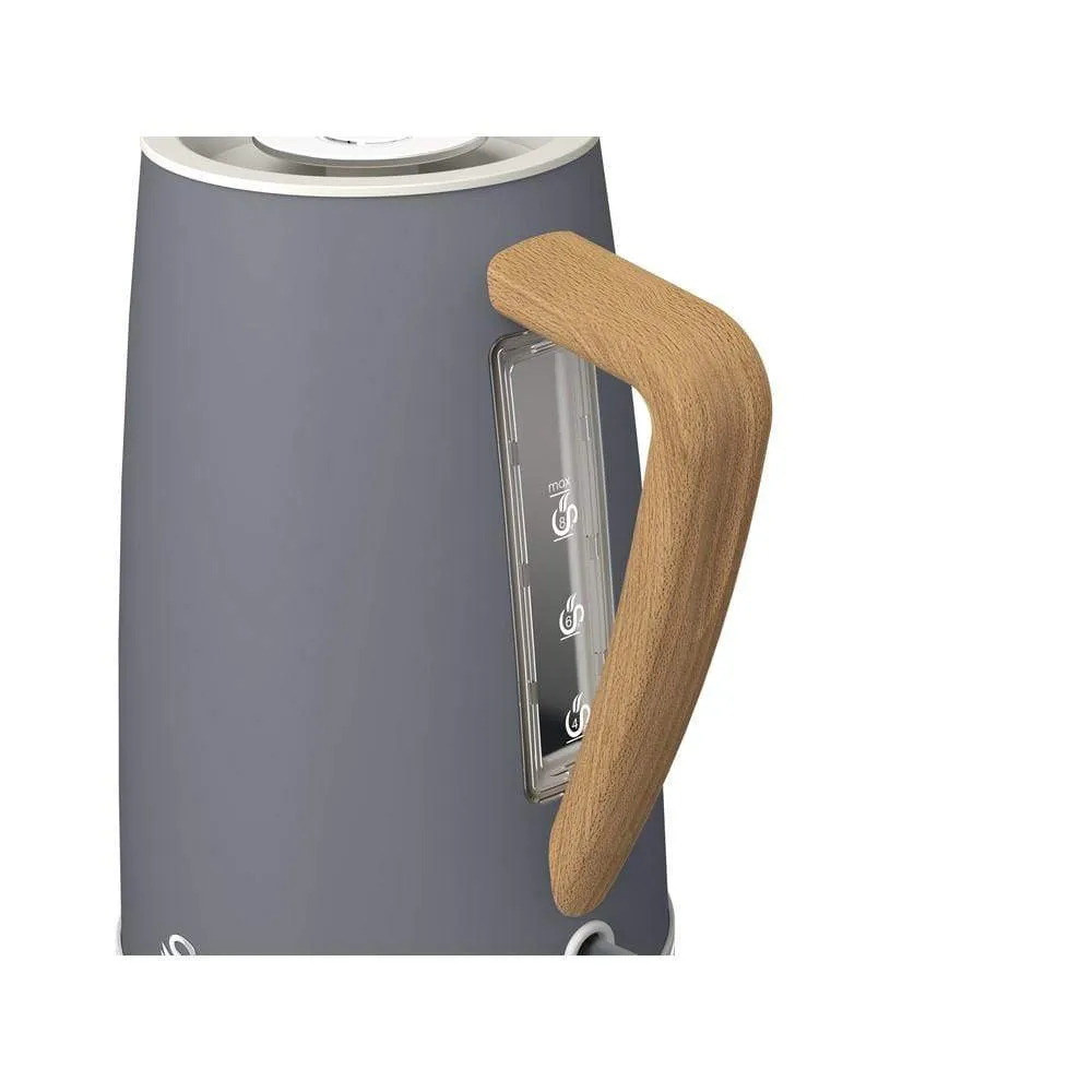 Swan  Kettle Nordic Grey 1.7 Litre Polished Stainless Steel Cordless