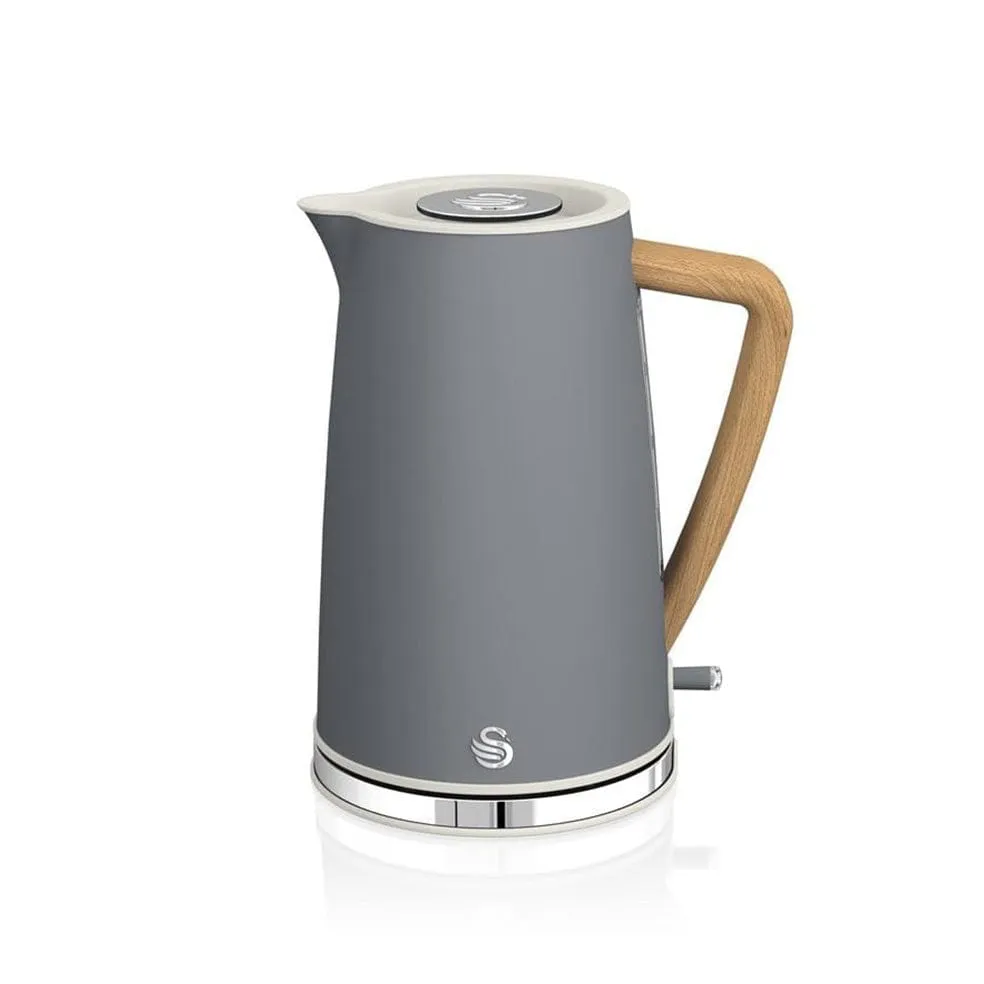 Swan  Kettle Nordic Grey 1.7 Litre Polished Stainless Steel Cordless