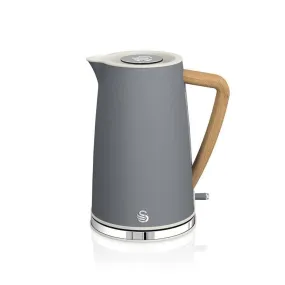 Swan  Kettle Nordic Grey 1.7 Litre Polished Stainless Steel Cordless