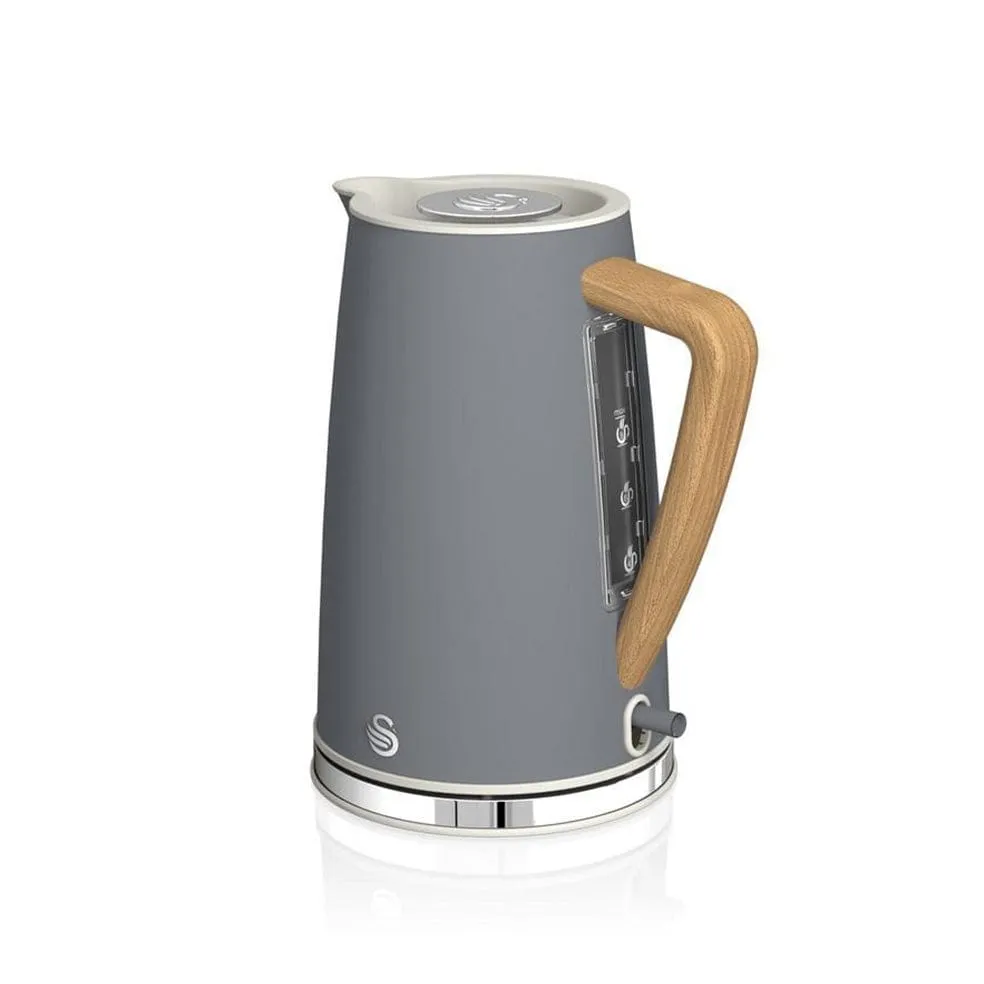 Swan  Kettle Nordic Grey 1.7 Litre Polished Stainless Steel Cordless