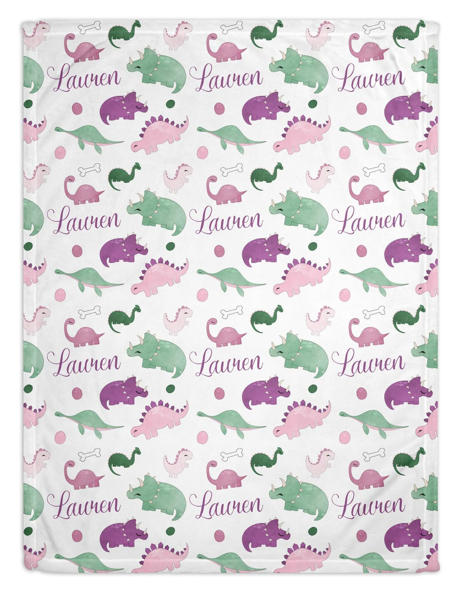 Sweet Dinosaur Personalized Minky Blanket