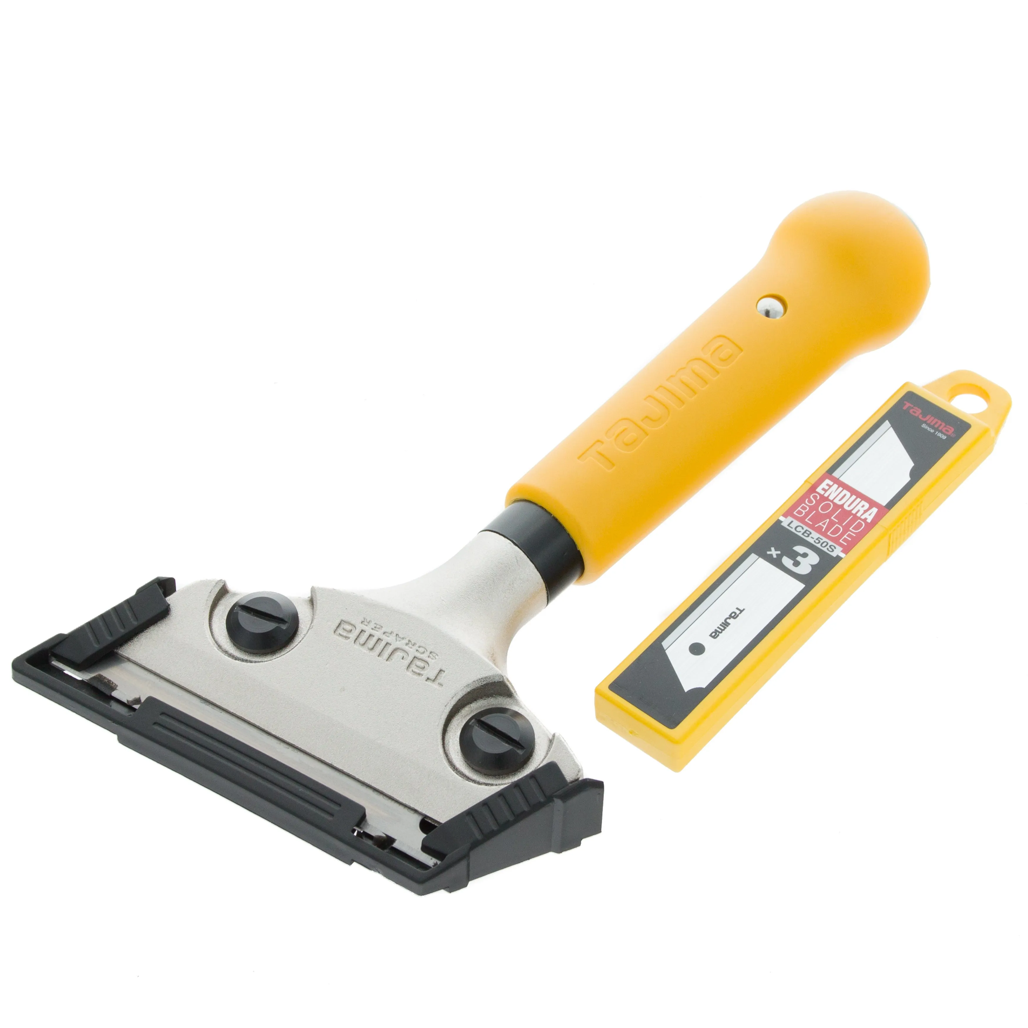 Tajima Scrape-Rite Scraper with a Professional Heavy Duty Handle and 3 Endura Solid 18MM Blades 200MM