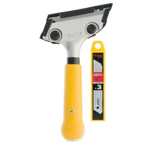 Tajima Scrape-Rite Scraper with a Professional Heavy Duty Handle and 3 Endura Solid 18MM Blades 200MM