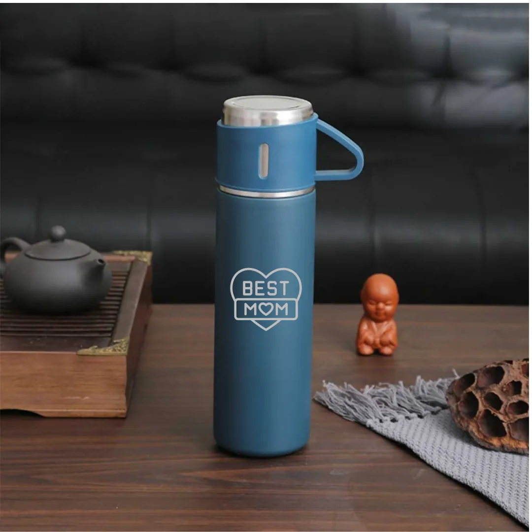 Tea Coffee Flask With 2 Cups for Mom - Stainless Steel Vacuum Thermos 500ml - Best Mom