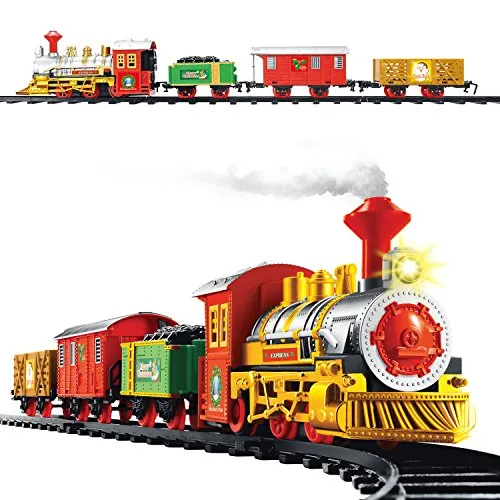 The Christmas Workshop Christmas Train Sets / 4 Separate Designs/Realistic Sounds & Light/Battery Operated (Standard Train Set)