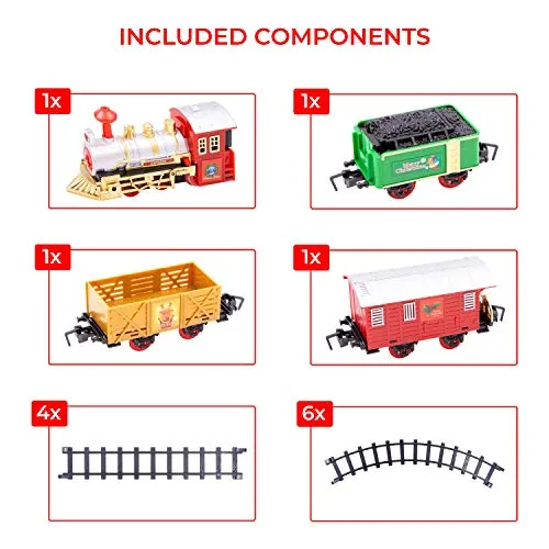 The Christmas Workshop Christmas Train Sets / 4 Separate Designs/Realistic Sounds & Light/Battery Operated (Standard Train Set)