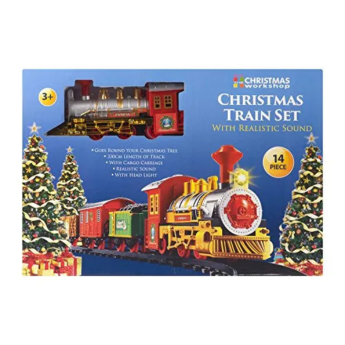 The Christmas Workshop Christmas Train Sets / 4 Separate Designs/Realistic Sounds & Light/Battery Operated (Standard Train Set)