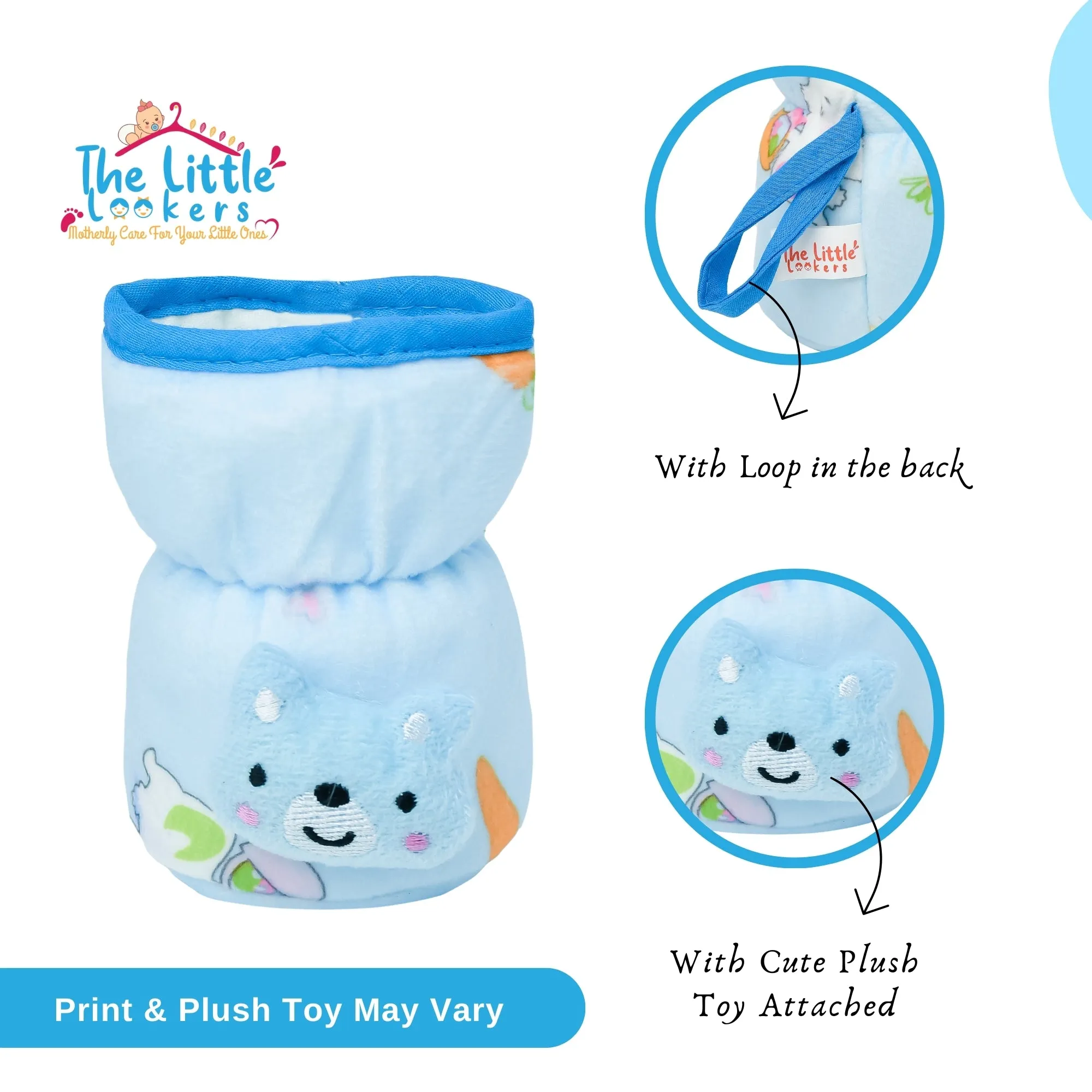 THE LITTLE LOOKERS Soft Plush Stretchable Baby Feeding Bottle Cover with Easy to Hold Strap and Zip l Feeding Bottles Cover