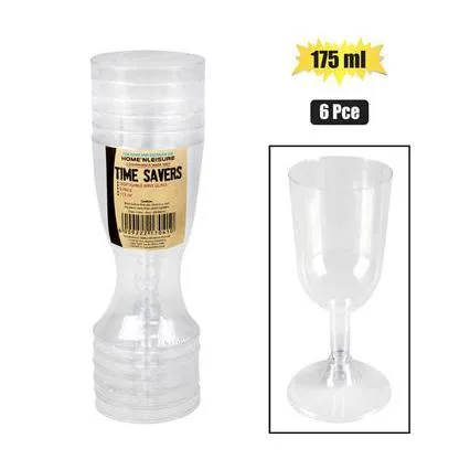 Time Savers Disposable Picnic Wine Glass 175ml 6pcs