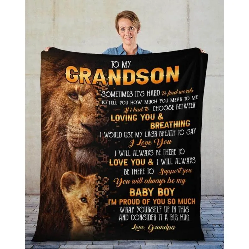 To My Grandson - From Grandpa - LionBlanket - A322 - Premium Blanket