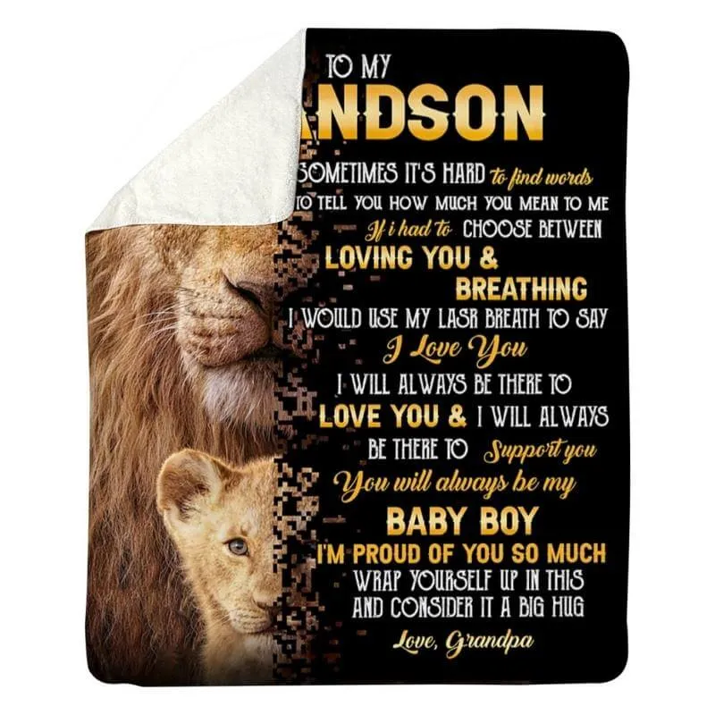 To My Grandson - From Grandpa - LionBlanket - A322 - Premium Blanket