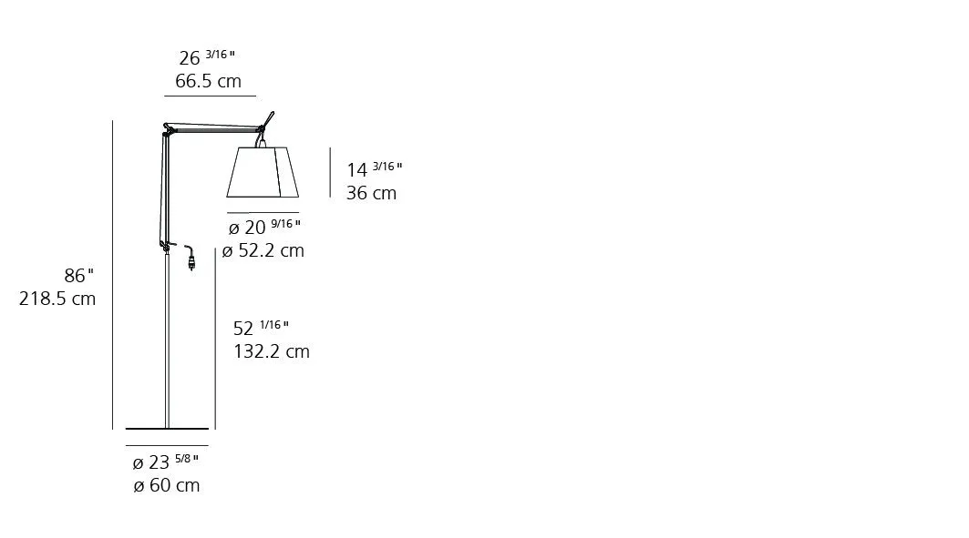 Tolomeo Outdoor Floor LED 23W 30K Dim Aluminium W/21 Inch Diffuser