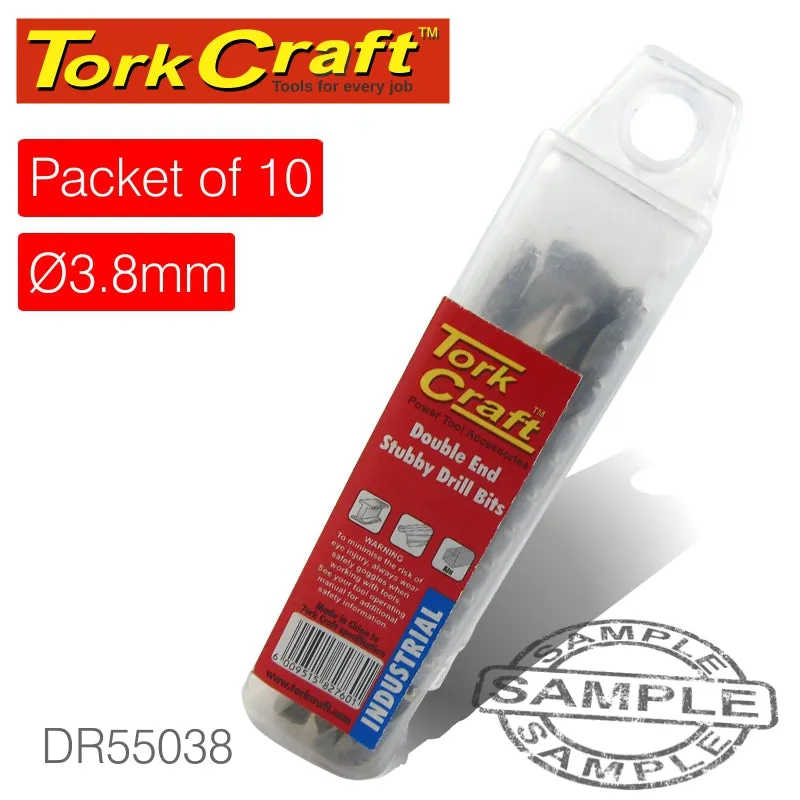 TORK CRAFT DOUBLE END STUBBY HSS 3.8MM PACKET OF 10 DR55038