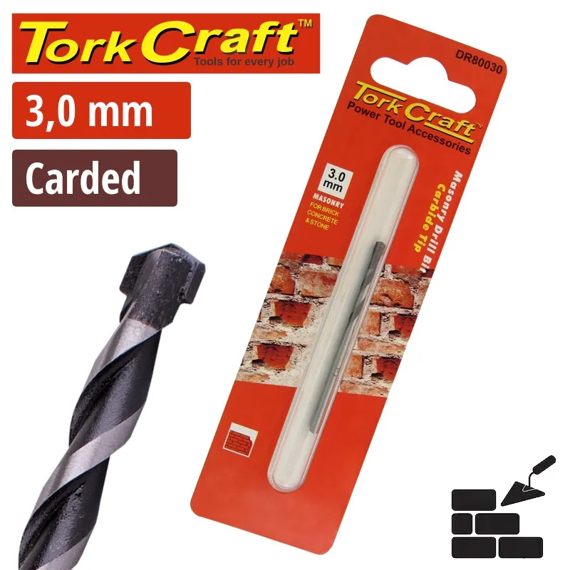 Tork Craft DRill Bit Masonry/Concrete  3.0mm 1/Card DR80030