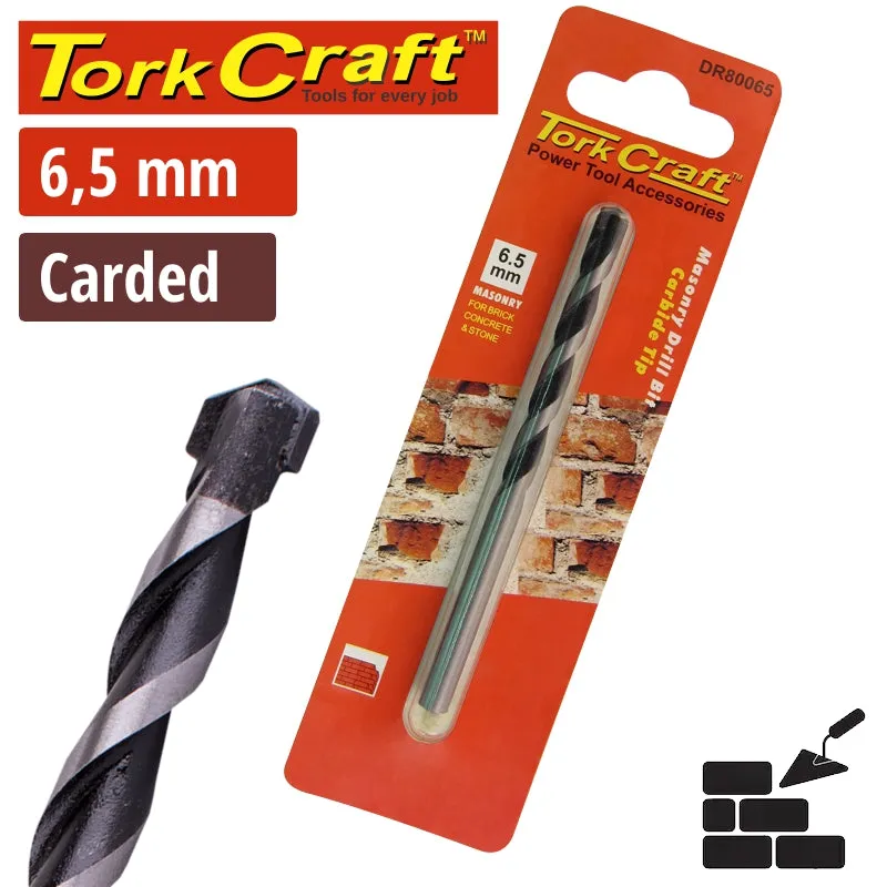 Tork Craft DRill Bit Masonry/Concrete  6.5mm 1/Card DR80065