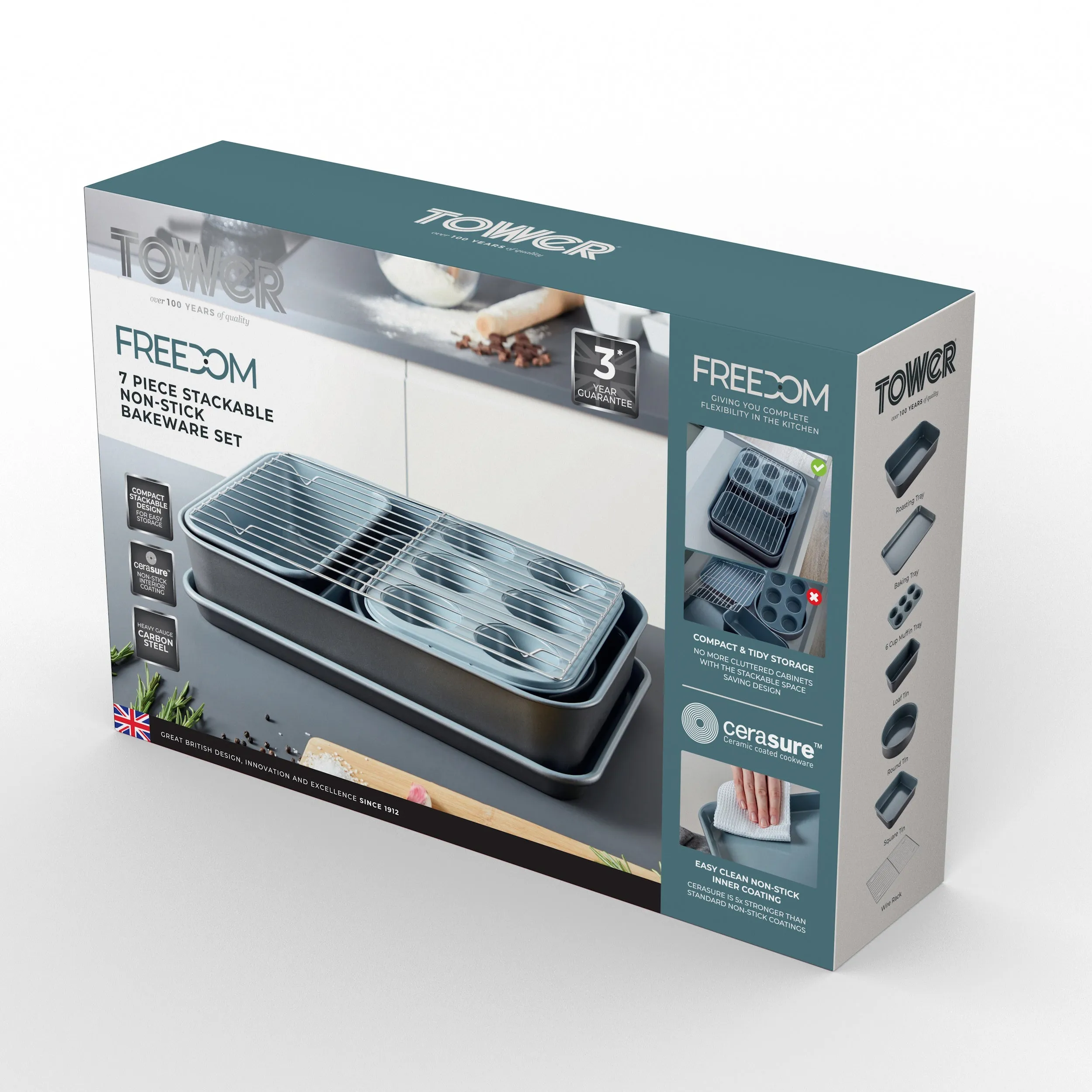 Tower Freedom 7 Piece Stacking Bakeware Set - Grey