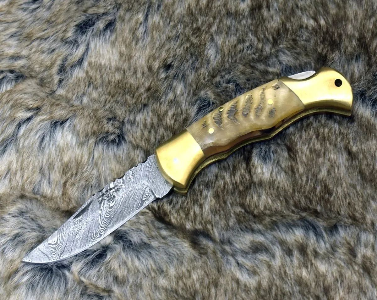 Tranquility Pocket Knife with Ram Horn Handle