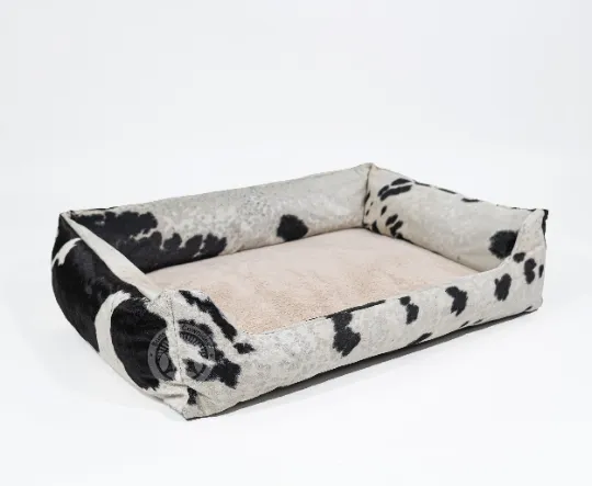 Tricolor Cowhide Pet Bed, 46X34X10.5"