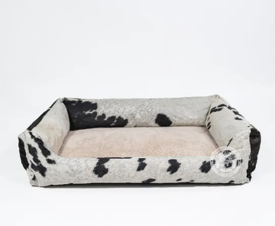 Tricolor Cowhide Pet Bed, 46X34X10.5"