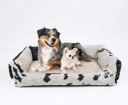 Tricolor Cowhide Pet Bed, 46X34X10.5"