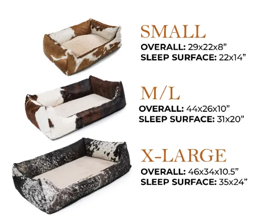 Tricolor Cowhide Pet Bed, 46X34X10.5"