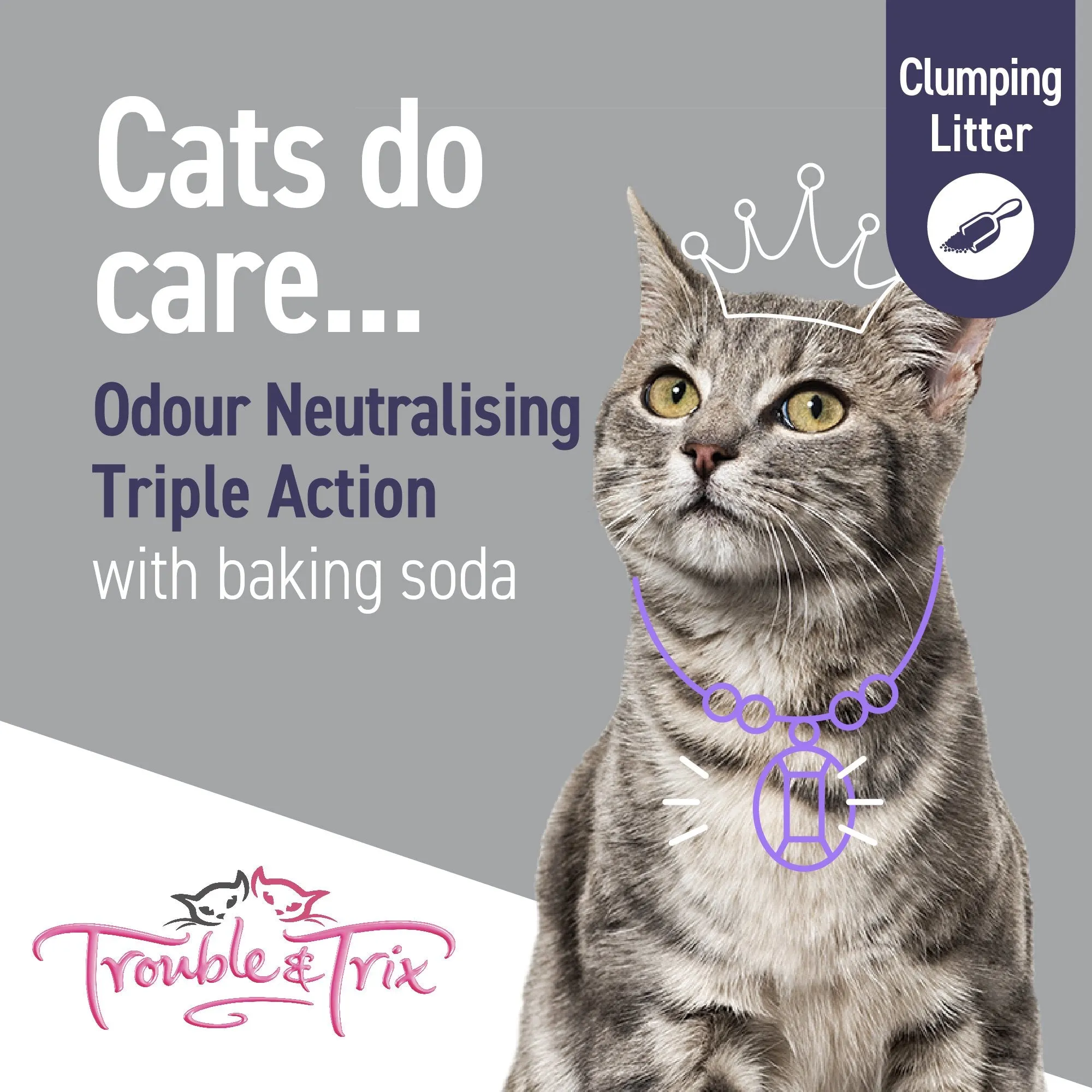 Trouble and Trix Odour Neutralising Baking Soda Clumping Cat Litter 15L/12.8kg