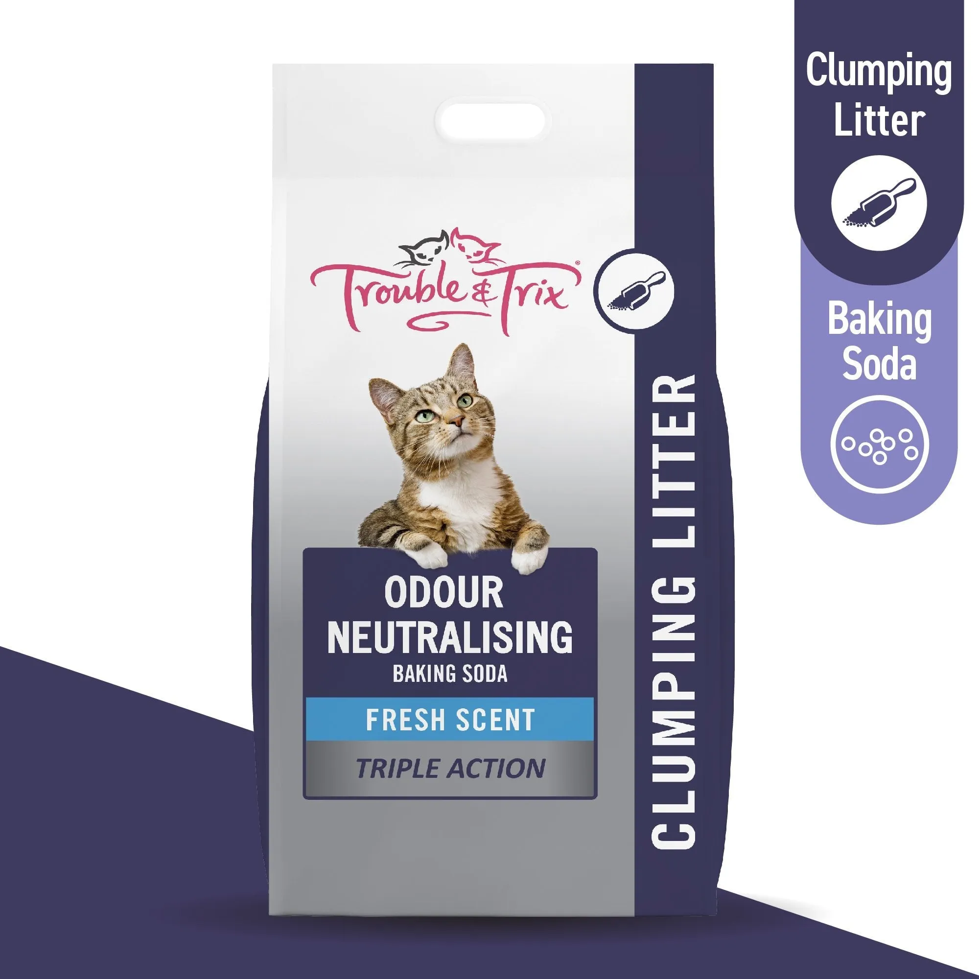 Trouble and Trix Odour Neutralising Baking Soda Clumping Cat Litter 15L/12.8kg