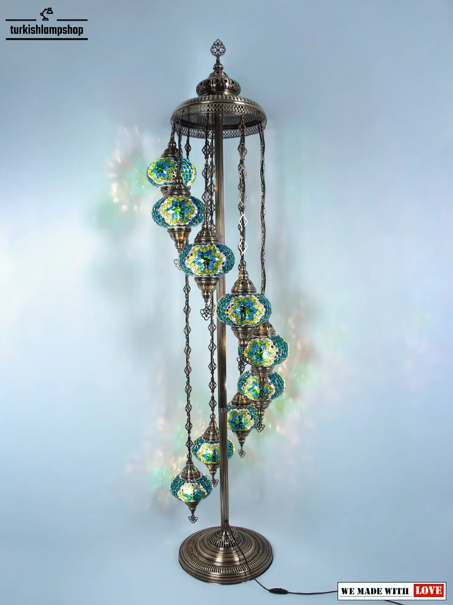 Turkish Mosaic Floor Lamp 9 Globe Standing Lights