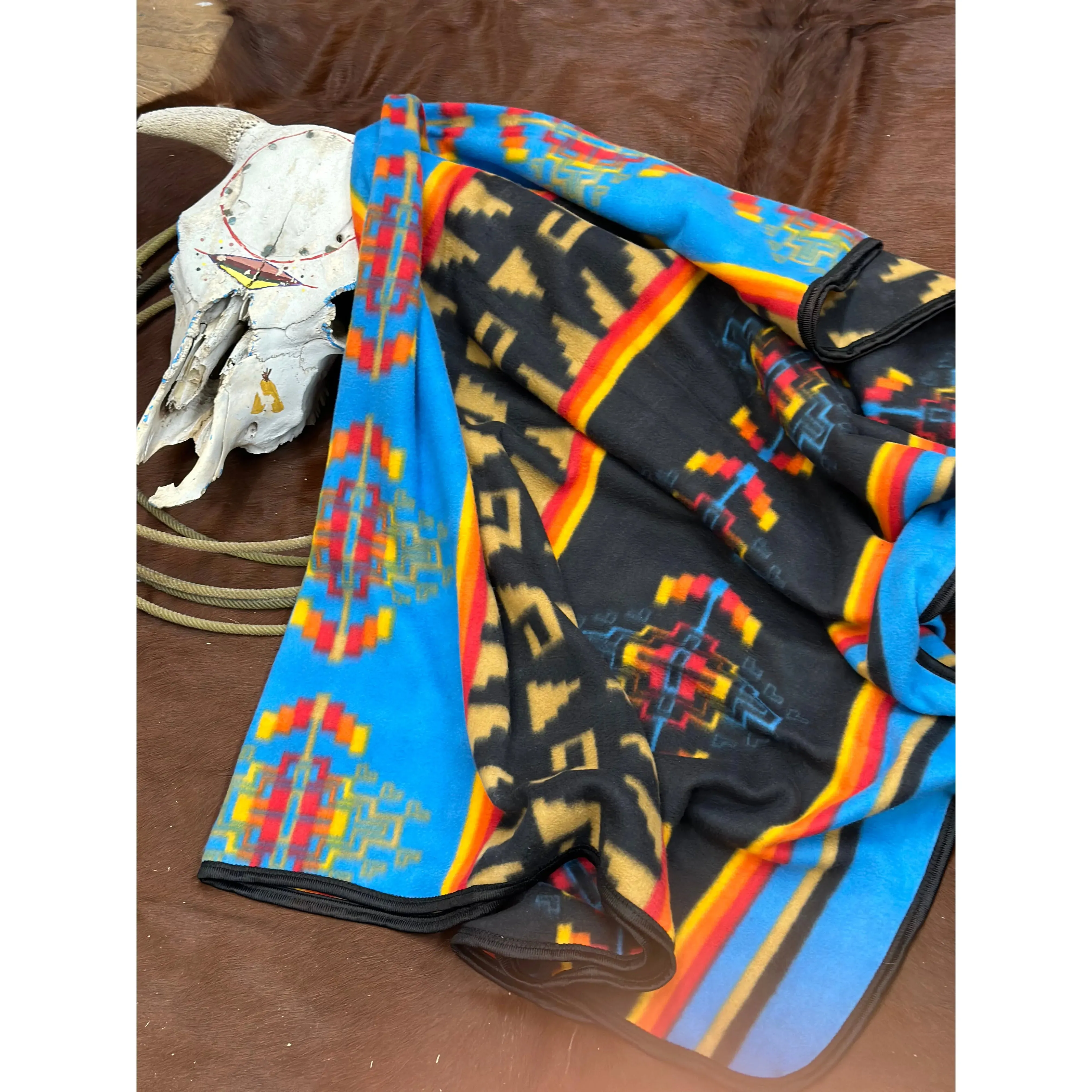 Turquoise Fleece Lodge Blanket