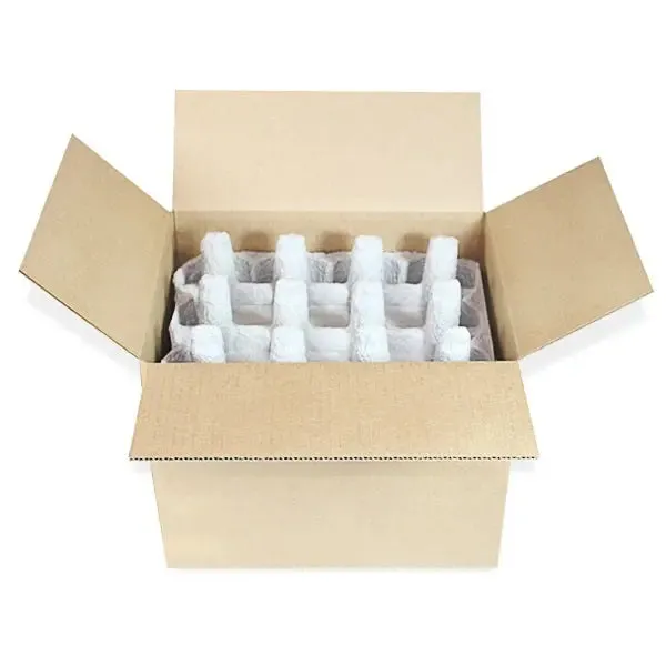 Twelve (12) Bottle Beer Shipper Kit - 2 pulp trays  & 1 outer shipping box