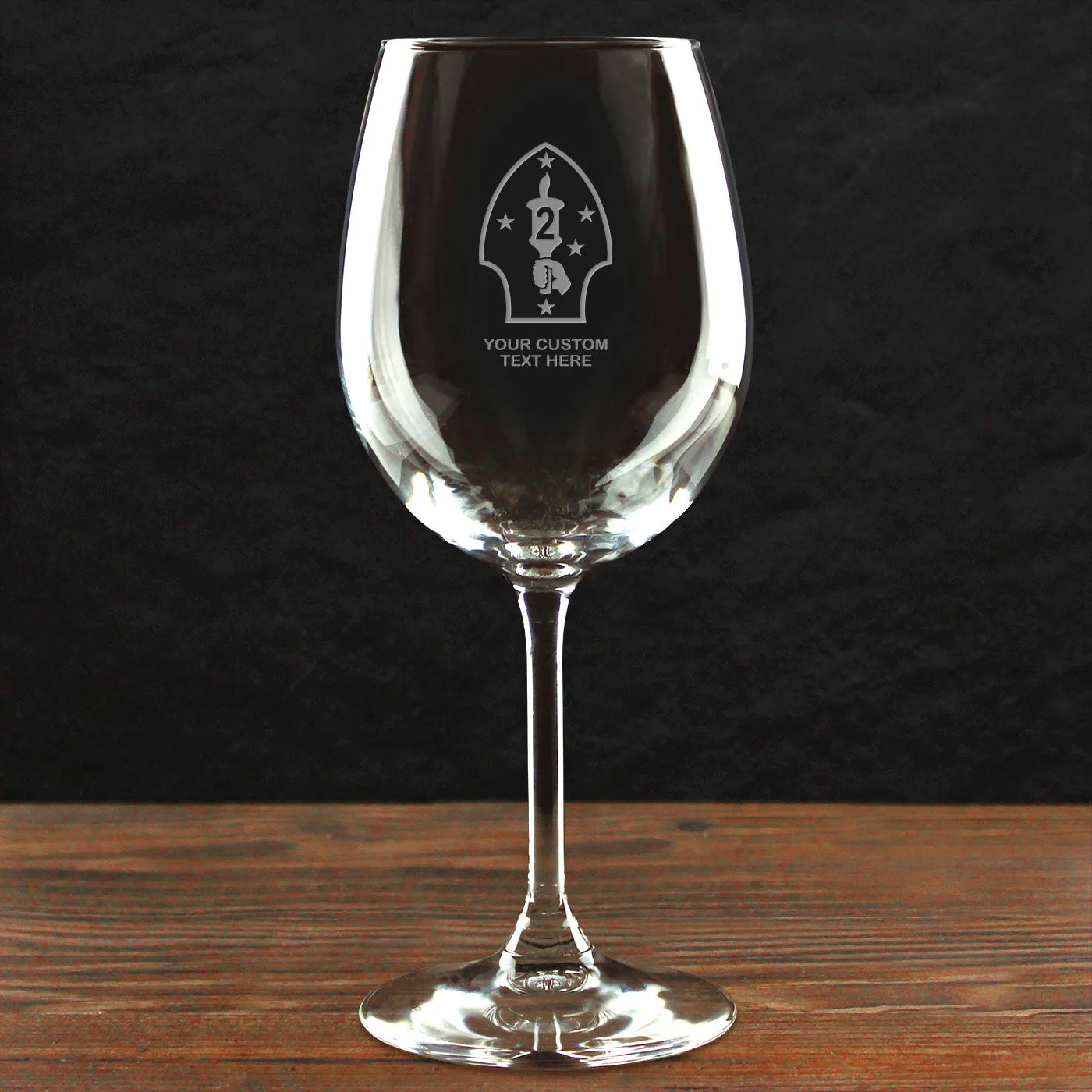 USMC 'Build Your Glass' Personalized 16 oz. Etched Wine Glass