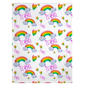 Vibrant Rainbow Print Personalized Minky Blanket (Sherpa)