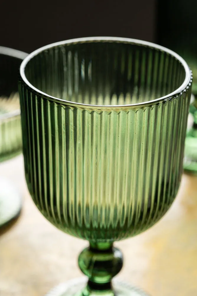 Vintage Style White Wine Glass - Green