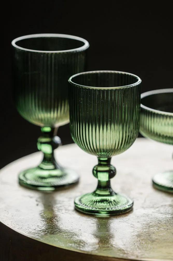 Vintage Style White Wine Glass - Green