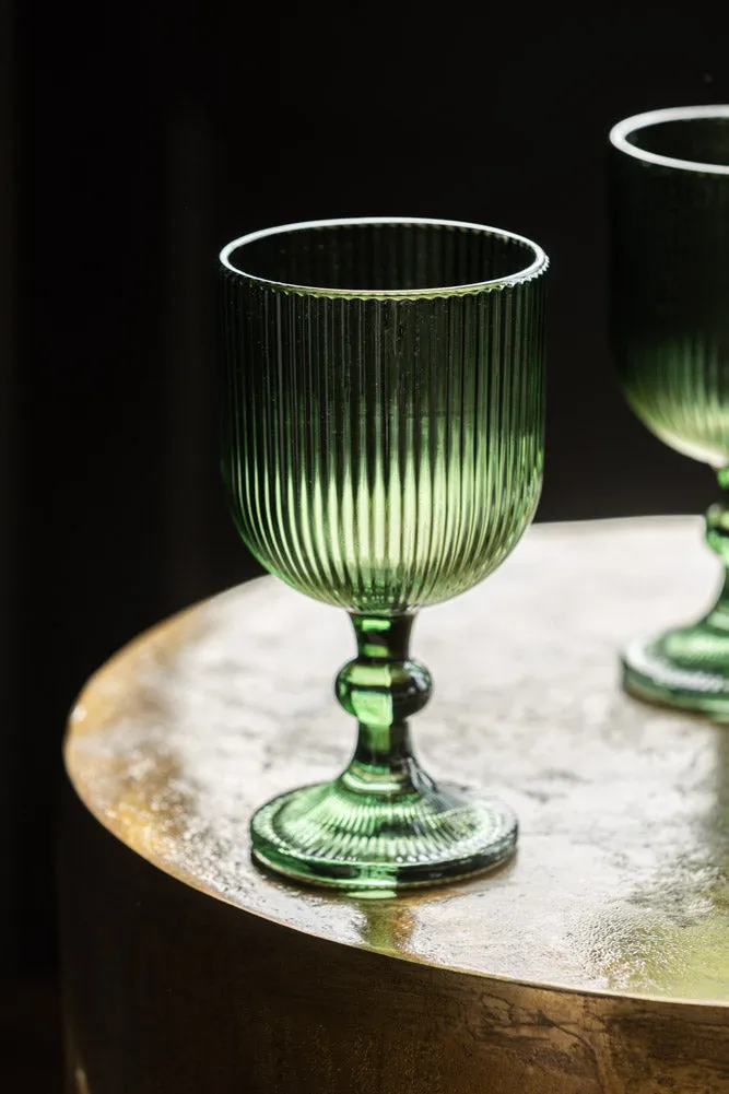 Vintage Style White Wine Glass - Green