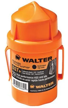 Walter 01E618 29-Piece Round Shank Jobber's Length SST  Drill Bit Set, Orange