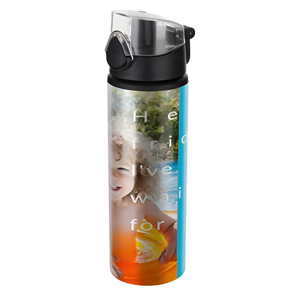 Water Bottles - BLACK - Coloured Flip Lid - 750ml - White