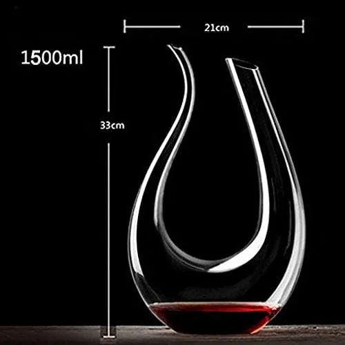 Wine Decanter,Smaier 1.5L U Shape Classic Wine Aerator , Wine Accessories,100% Lead-free Crystal Glass ,1500ml