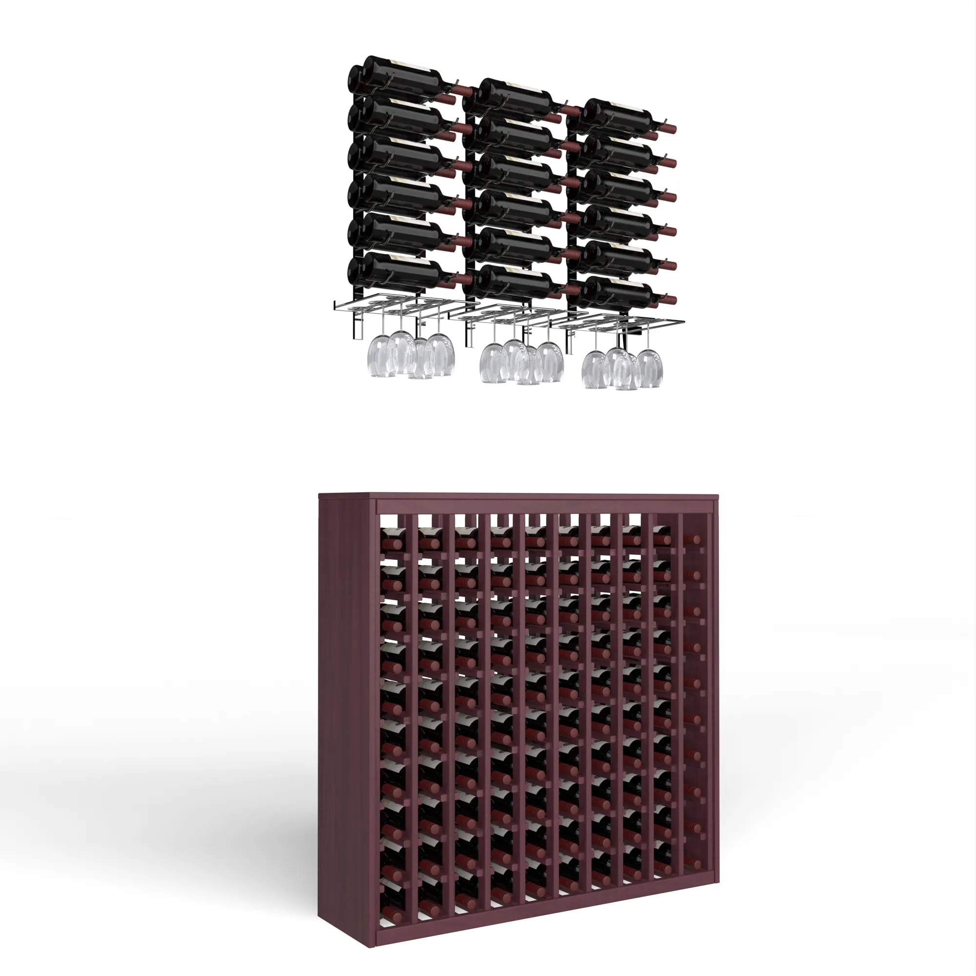 Wine Room Essentials Bundle - 100 Bottle Deluxe x W Series Racks in Chrome Luxe Metal